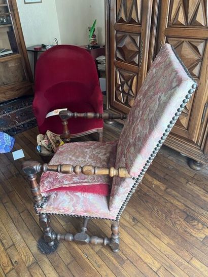Louis XIII style high-back armchair
