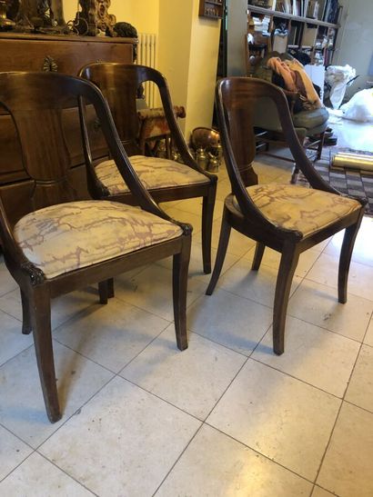 Suite of three mahogany gondola chairs
Height...