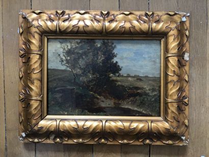 19th century school 
Landscape
Oil on panel
Height...