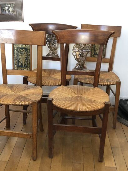 Two pairs of straw chairs