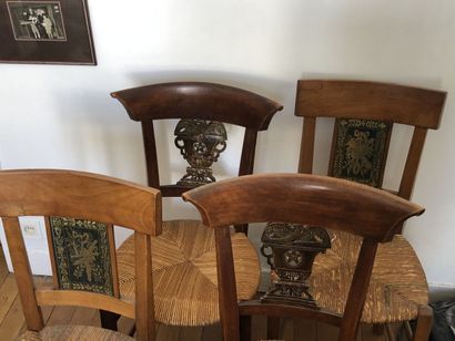 Two pairs of straw chairs