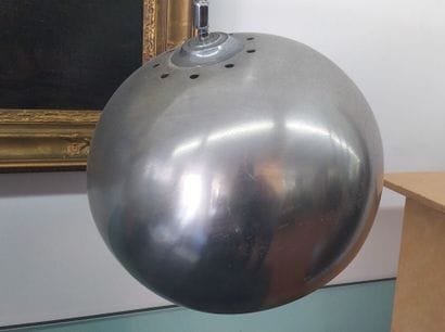Chrome-plated and brushed metal floor lamp...