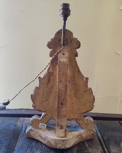 Pair of gilded wood lampstands decorated...