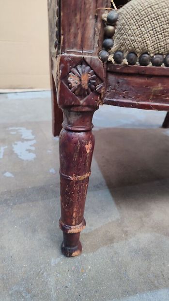 Directoire-style armchair in molded and carved...