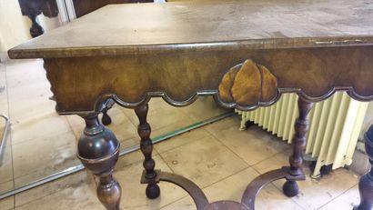 Small table in natural wood, turned legs...