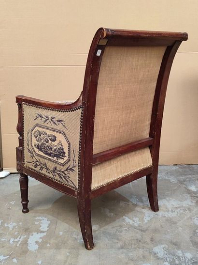 Directoire-style armchair in molded and carved...