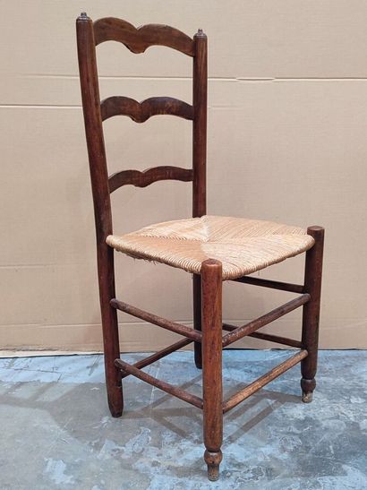 Louis XIII-style wooden chair with high back,...