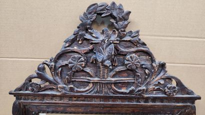 Carved molded natural wood mirror decorated...