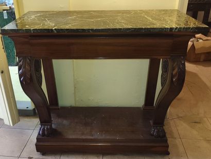 Rectangular mahogany console with scrolled...