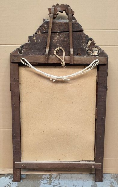 Carved molded natural wood mirror decorated...