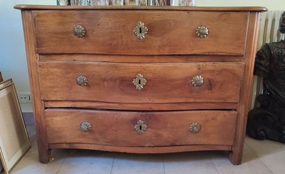 Walnut chest of drawers with curved front...