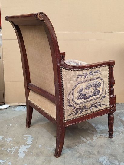 Directoire-style armchair in molded and carved...