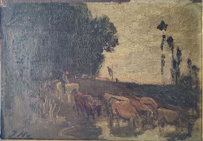 Modern school
Herd at a pond
Oil on canvas,...