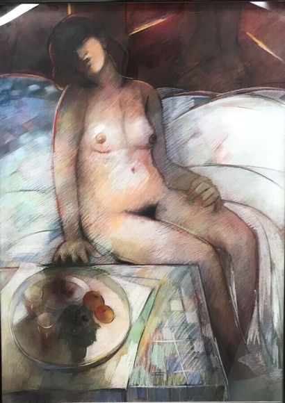 BITKER Colette (née en 1929)
Nu féminin 
Pastel...