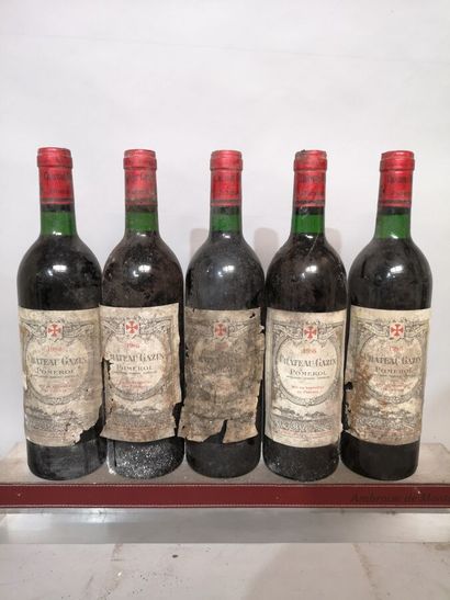 5 bottles Château GAZIN - Pomerol 1986 Stained...