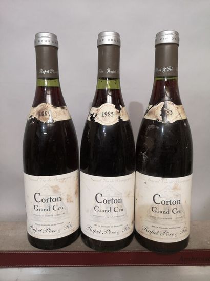 3 bottles CORTON Grand Cru - RAPET 1985 Slightly...