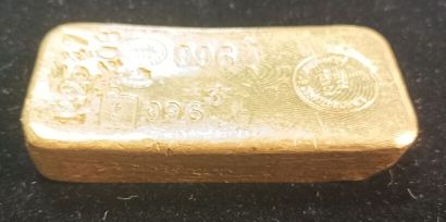 Gold ingot
N° 142547 and 55408. 
Indicated...