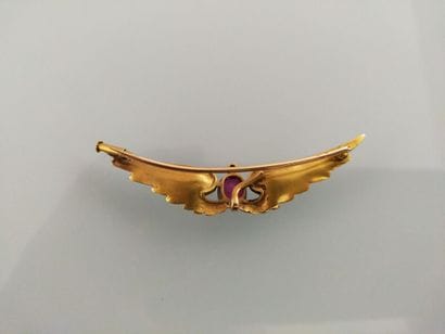 Barrette brooch in 18K yellow gold set with...