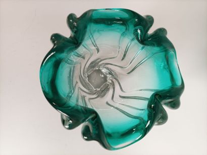 Twisted glass vase with green highlights
Height...