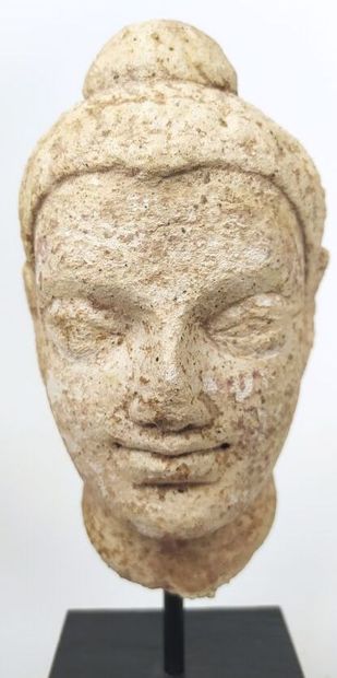 Asia
Stone Buddha head 
On base
Height 30...