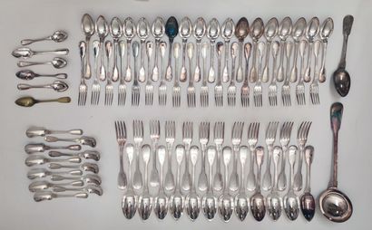 Set of silver-plated cutlery, filet pattern,...