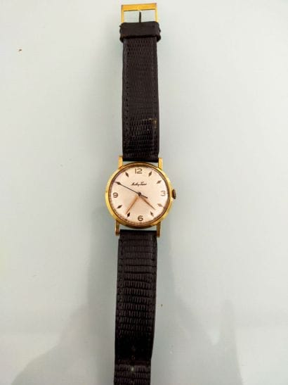 TISSOT
Men's wristwatch, gold case. 
Gross...