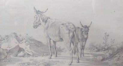 Set of two drawings, one of a mother and...