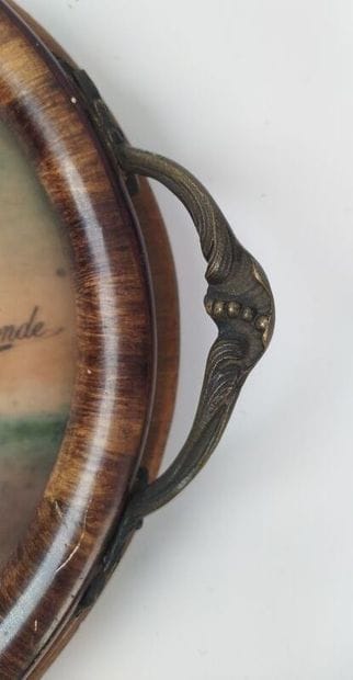Painted glass top under glass, signed GERMONDE
Art...