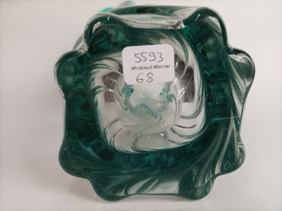 Twisted glass vase with green highlights
Height...