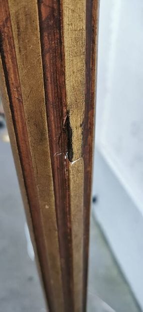 Gilded wood floor lamp with fluted shaft...