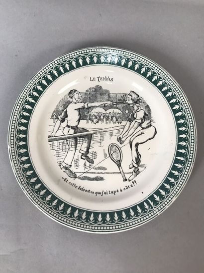[tennis] Three ceramic plates decorated with...
