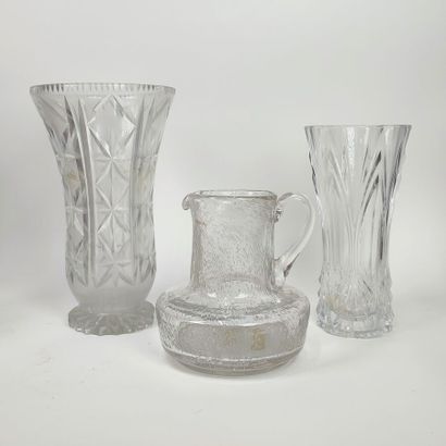 Set of seven vases (porcelain, glass, crystal)...