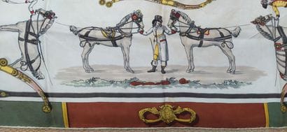 HERMES
Set of two silk squares: 
 - English-style...