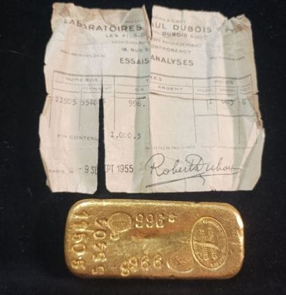 Gold ingots
N° 11505 and 55404 
Weight indicated...