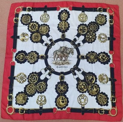 HERMES
Set of two silk squares: 
 - English-style...