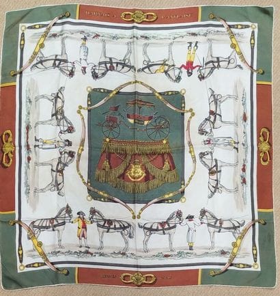 HERMES
Set of two silk squares: 
 - English-style...