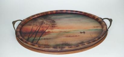 Painted glass top under glass, signed GERMONDE
Art...