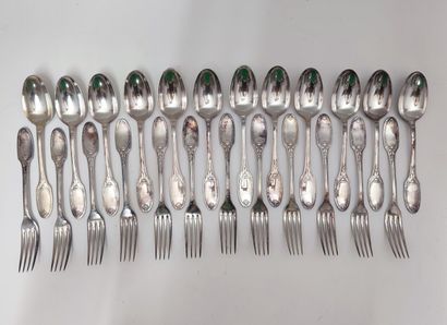 CHRISTOFLE
Set of silver-plated cutlery with...