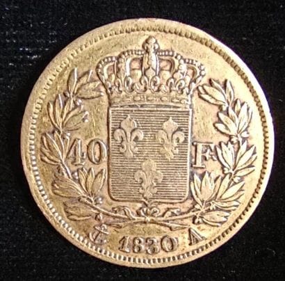 1 piece of 40 Franc Charles X gold 
(worn,...