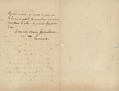 LAMENNAIS AUTOGRAPHS. LAS, 2 ff. in-8 folded,...