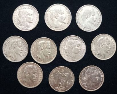 10 pieces 20 Francs gold 
(worn, rubbed)

Selling...