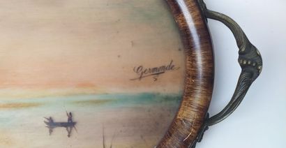 Painted glass top under glass, signed GERMONDE
Art...
