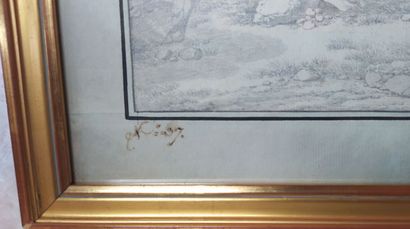 Set of two drawings, one of a mother and...