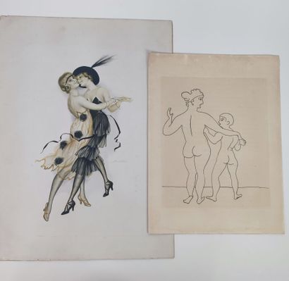Lot of modern and contemporary drawings and...