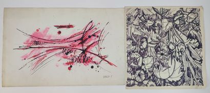 Lot of modern and contemporary drawings and...