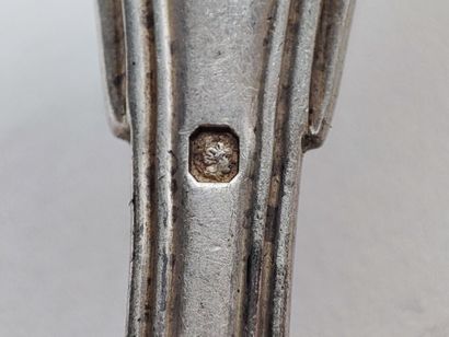 Set of five silver spoons and seven forks,...