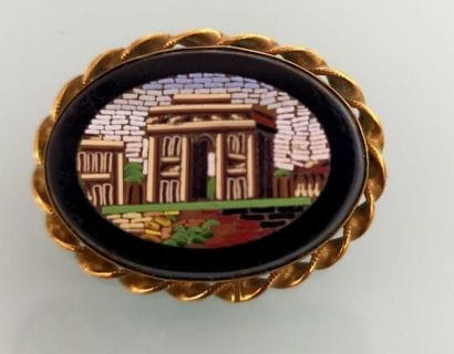Micromosaic brooch with forum motif