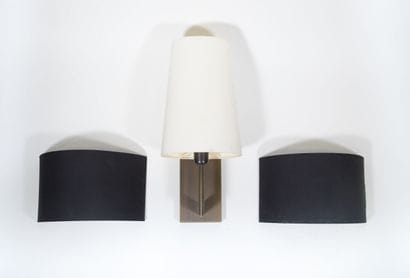 Pair of sconces in brushed black metal, black...