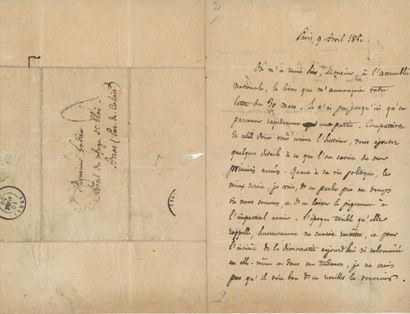 LAMENNAIS AUTOGRAPHS. LAS, 2 ff. in-8 folded,...