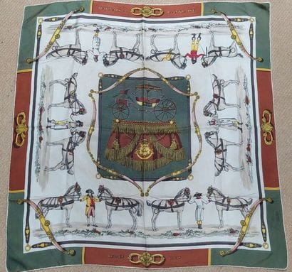 HERMES
Set of two silk squares: 
 - English-style...